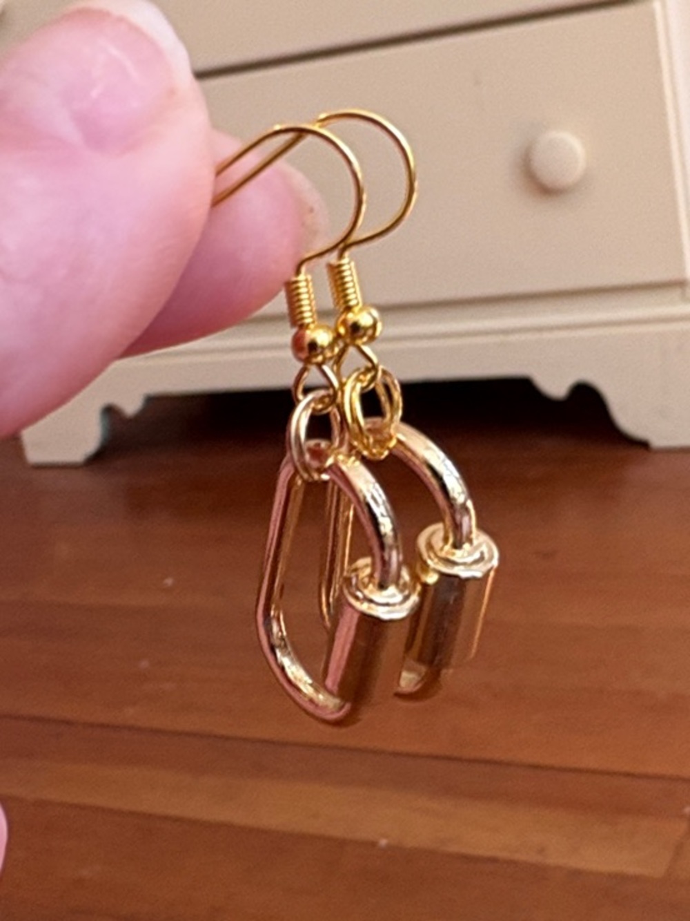 Hand-Crafted Gold Dangle Carabiner Earrings - Women Jewelry